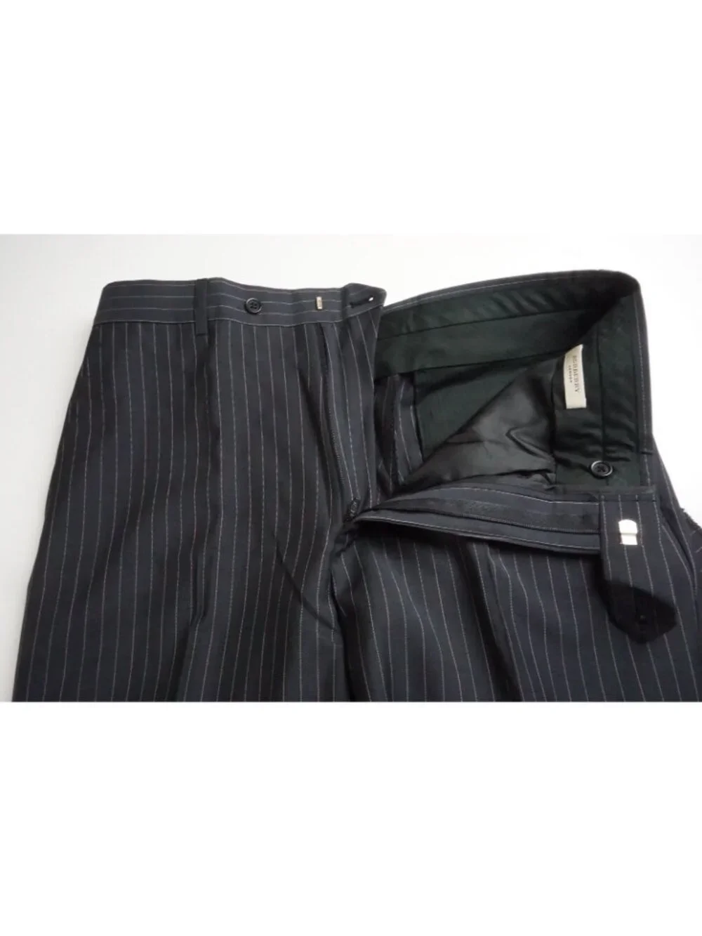 Burberry London Blue Striped Silk Blend 2 Pc Suit Jacket Pants 46R EU BRAND NEW